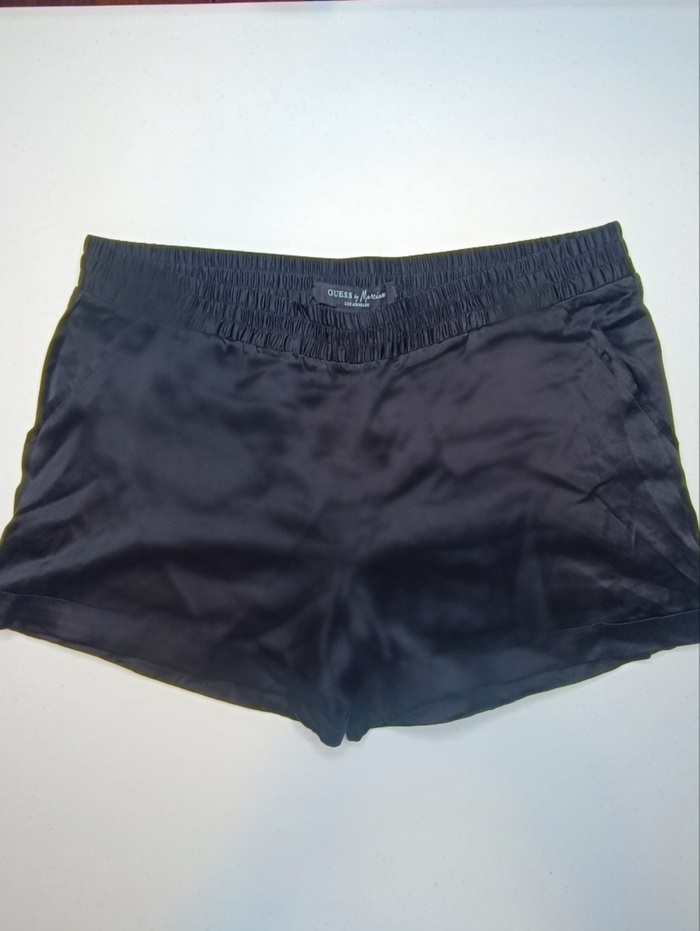 Guess by Marciano Y2K Black Silk Satin Low Rise Shorts - Size 8